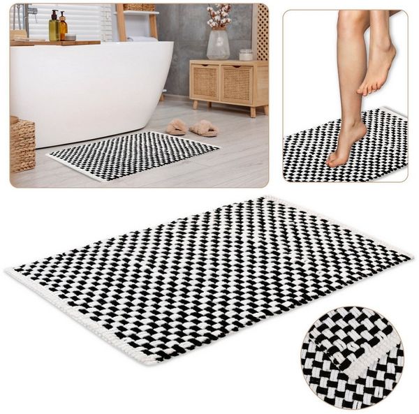 Sarcia. eu Badematte Geflochtene Badematte 50x80 cm, COOL Plüsch-Mikrofaser, HIGH Grammage