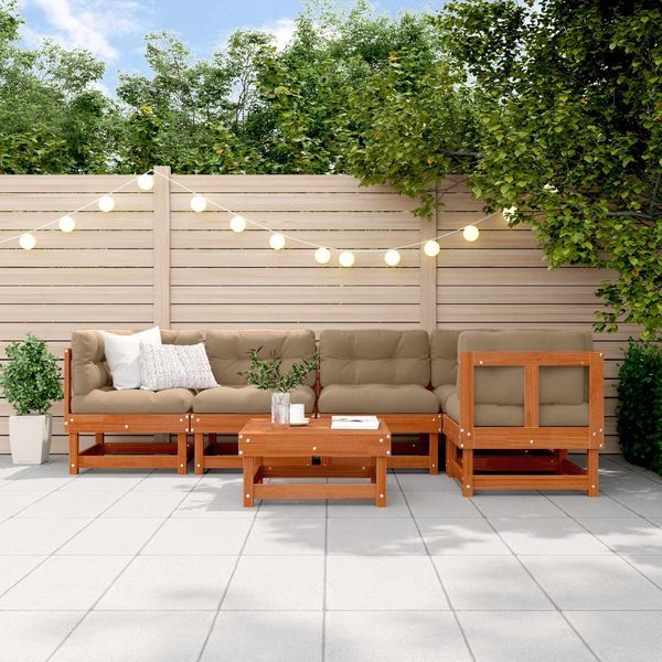 vidaXL Garten-Lounge-Set 6 pcs Wachsbraun Massives Kiefernholz 3418062