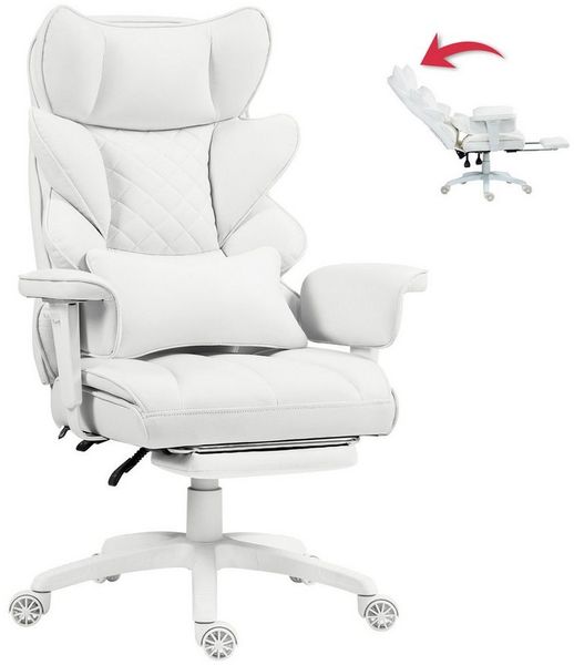 Dowinx Gaming-Stuhl Bürostuhl Ergonomisch mit Taschenfeder-Kissen (Packung), Chefsessel mit weiche Rückenlehne und verstellbare Lendenkissen