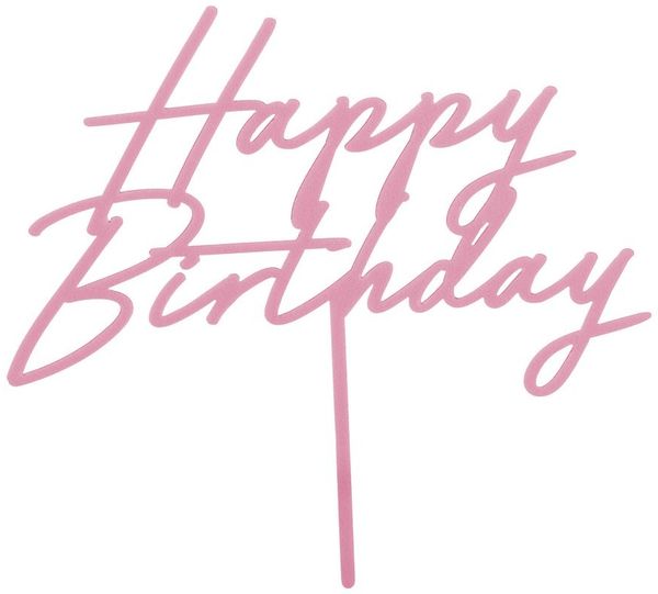 partydeco Tortenstecker, Cake Topper Happy Birthday 18x16 cm Hellrosa