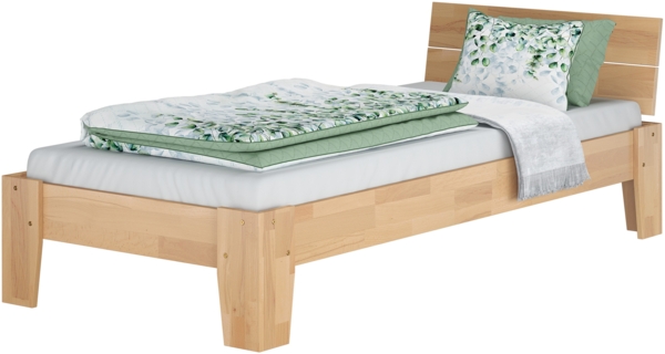 Einzelbett Buchebett geölt Massivholz Jugendbett Futonbett 90x200 V-60. 82-09 Rollrost und Matratzen inkl.