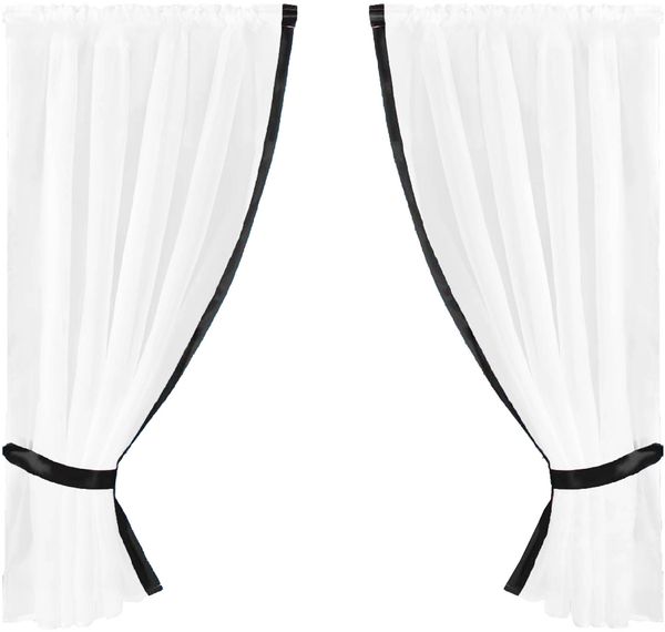 Gardinenset mit Stangendurchzug, Serie: Satin ca. 140x120 cm Auswahl: schwarz - jet black