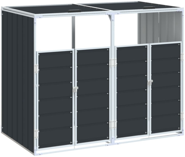 vidaXL Mülltonnenbox für 2 Tonnen Anthrazit 144x81x113 cm Stahl 4006177