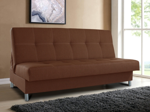 Schlafsofa Bella mit Schlaffunktion - 3 Sitzer Sofa, Couch mit Bettkasten, Bettsofa, Schlafsofa, Polstersofa (Braun (Inari 24))