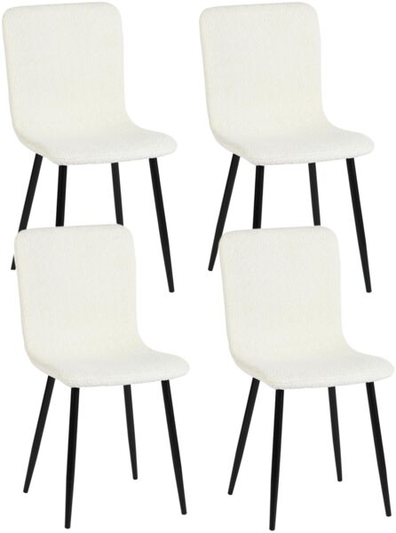 39F FURNITURE DREAM Set mit 4 ergonomischen Stühlen im skandinavischen Stil, perfekt für Esszimmer, Schlafzimmer, Büro und Wohnzimmer, weiß, 44 x 54 x 87 cm, Stoff