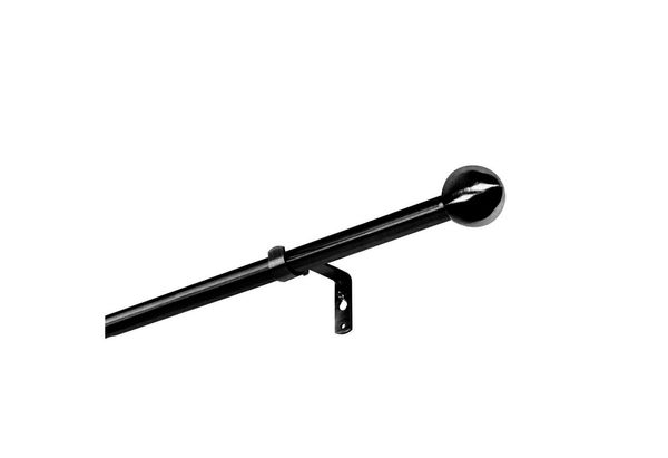 SN DECO GROUP Gardinenstange Kugel 1-läufig, inkl. Zubehör, Fixmaß, Ø 16 mm, Stahl, Komplettset mit Endstücken, Trägern, Ringen und Faltenleghaken