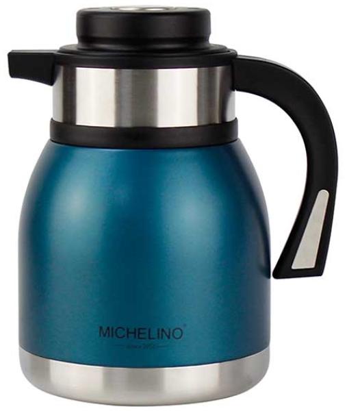 Michelino 1.2L Thermoskanne Doppelwandig Getränkespender Isolierkanne Kanne Kaffee Tee Teekanne Petrol