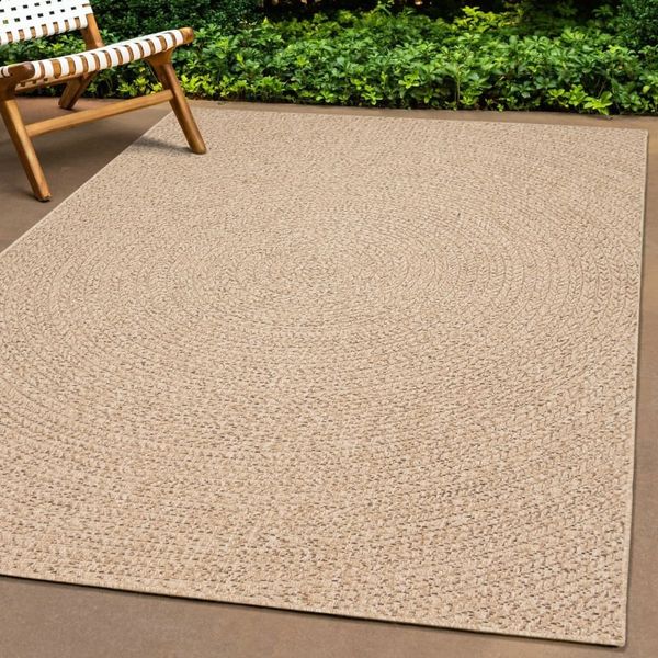 Teppich Wohnzimmer-Teppich 80x200 cm Jute-Optik Indoor und Outdoor