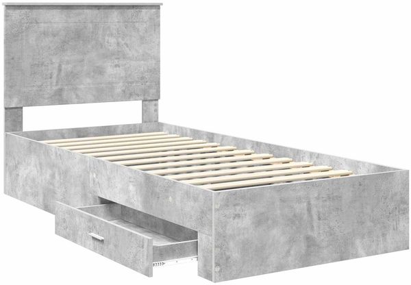 vidaXL Bettrahmen mit Kopfteil Beton Grau 100 x 200 cm Holzwerkstoff 3409688 Bild 5