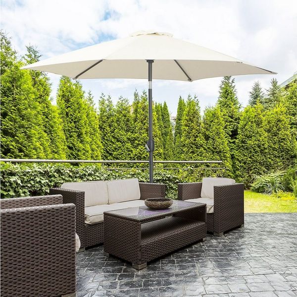 Outsunny Sonnenschirm Marktschirm mit Handkurbel, aus Alu 180/ Polyester, LxB: 260x260 cm, Marktschirm, Sonnenschirm, ohne Schirmständer