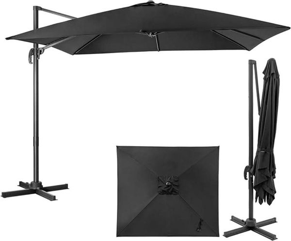 KOMFOTTEU Sonnenschirm 360° Drehbarer Ampelschirm, 8 Rippen & Kreuzbasis