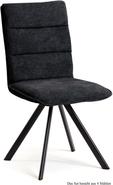 Esszimmerstuhl drehbar (4er-Set) Devan 47x92x60 Schwarz/Anthrazit