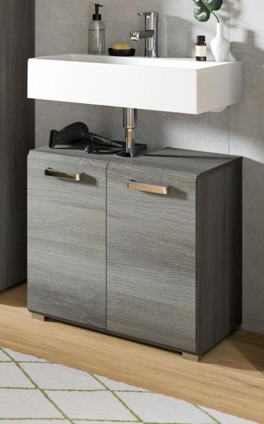 Waschbeckenunterschrank Grigio in Rauchsilber grau 60 cm