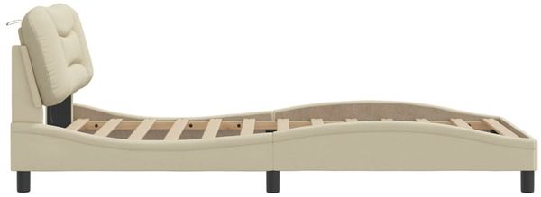 vidaXL Bettgestell mit LED ohne Matratze "Hvar" Creme 100x200 cm Stoff 3213688 Bild 8