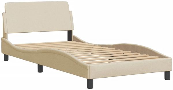 vidaXL Bettgestell mit LED ohne Matratze "Hvar" Creme 100x200 cm Stoff 3213688 Bild 7