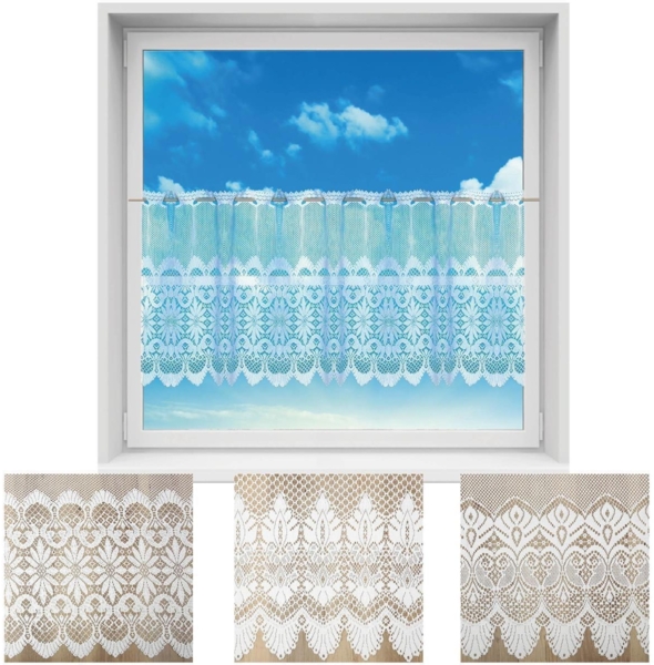 Bistrogardine Jacquard in weiß 160x60 cm (BxL) mit Stangendurchzug Design Alba Bild 6