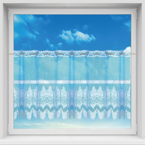 Bistrogardine Jacquard in weiß 160x60 cm (BxL) mit Stangendurchzug Design Alba Bild 2