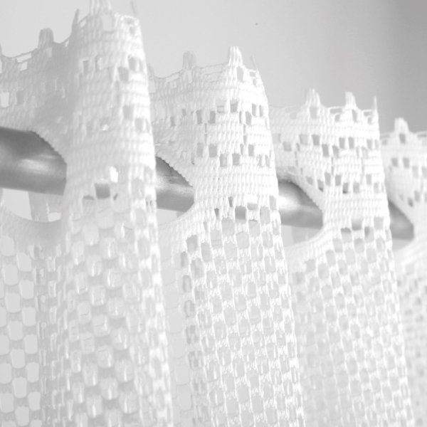 Bistrogardine Jacquard in weiß 160x60 cm (BxL) mit Stangendurchzug Design Alba Bild 5