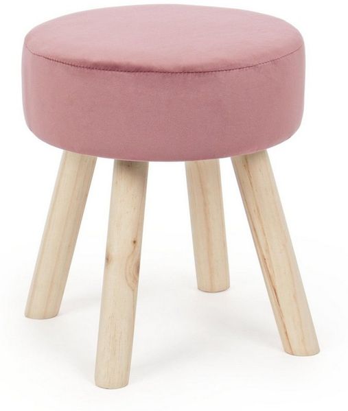 Hocker Adeline in Samt-Optik, Rosa, 34 x 34 x 38 cm