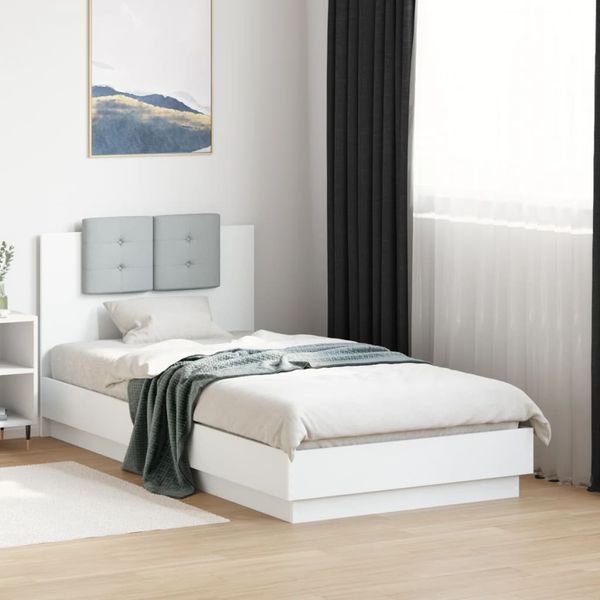 vidaXL Bettgestell mit Kopfteil Weiß 75x190 cm Holzwerkstoff 3209975