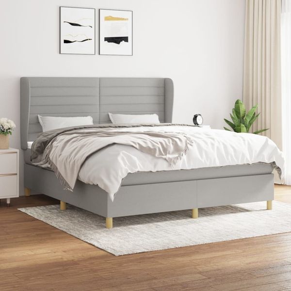 vidaXL Boxspringbett mit Matratze Hellgrau 180x200 cm Stoff, Härtegrad: H2 [3128621]