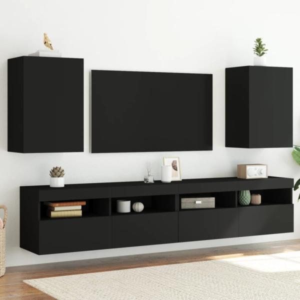 vidaXL TV-Wandschränke 2 Stk. Schwarz 40,5x30x60 cm Holzwerkstoff 836913