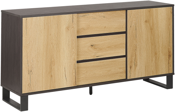 Sideboard heller / dunkler Holzfarbton 3 Schubladen 2 Schränke ELDA