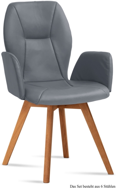 Armlehnstuhl (6er-Set) Donka 58x92x60 Eiche geölt/Grau