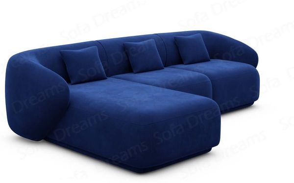 Ecksofa Marbella L-Form Kurz - Samtstoff - Dunkelblau - Links