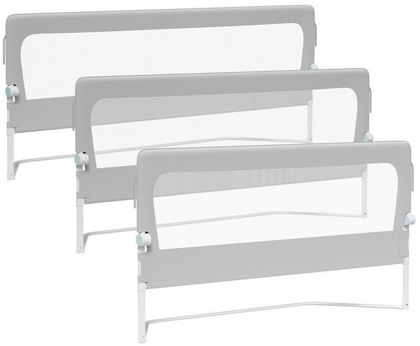 Clanmacy Bettschutzgitter 3X Bettgitter Kinder Babybettgitter Kinderbettgitter Rausfallschutz (150+180+180cm, 3 St)