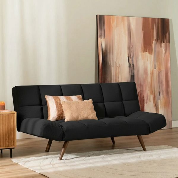 Bronx71 Schlafsofa 1,5-Sitzer Timo Samt schwarz