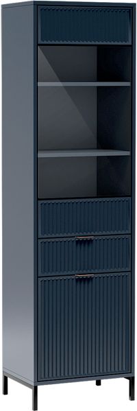 AX LIVING Glasvitrine Berlinette 5 Vitrine blau Kaschmire 54,5cm breit