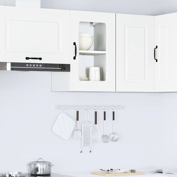 vidaXL Küchen-Hängeschrank mit Glastür Kalmar Weiß Holzwerkstoff 853527