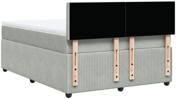 vidaXL Boxspringbett mit Matratze Hellgrau 140x200 cm Samt 3287770 Bild 10
