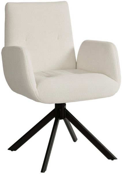 HOMCOM Relaxsessel mit Armlehne, Wolle-Leinenoptik, Knopfheftung, Stahlbeine (Polsterstuhl, 1-St, Loungesessel), für Wohnzimmer, Schlafzimmer, Cremeweiß