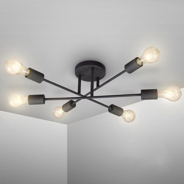 B.K.Licht Deckenleuchte Retro LED Deckenlampe Wohnzimmer E27 schwarz-matt - BKL1229, ohne Leuchtmittel, 2700K - Extra-Warmweiß, Spot-Leuchte industrial-Look modern Arbeitszimmer Küche Schlafzimmer