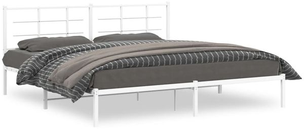 Doppelbett, Bettgestell Modernen mit Kopfteil Metall Weiß 200x200 cm d855e