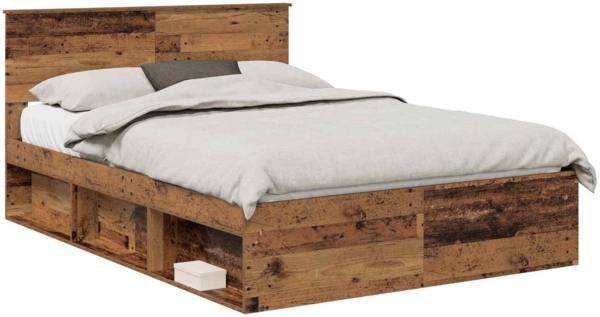vidaXL Bettrahmen mit Kopfteil Altholz 140 x 200 cm Holzwerkstoff 3407884