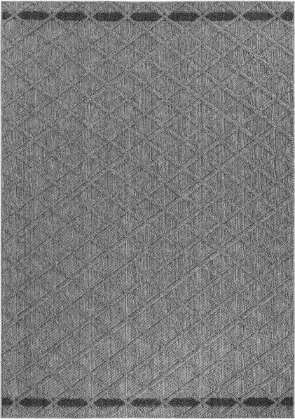 Teppium Teppich Rauten Design, Rechteckig, Höhe: 8 mm, In& Outdoor Teppich Grau Rauten Design für Küchen Balkon Terrasse