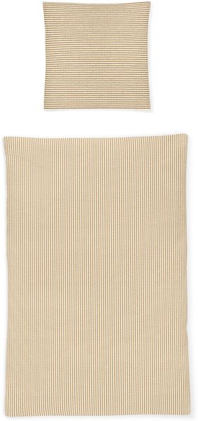 Irisette Easy Soft-Seersucker Bettwäsche 155x220 Streifen natur weiß 8362-80