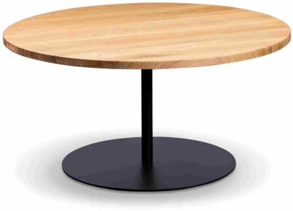 Couchtisch >Leo 2< in schwarz + Wildeiche Massivholz - 40x80 (HxD)