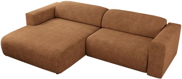 Ecksofa PASADENA, freistehendes Ecksofa, breite Armlehnen, Federsitz - links - Orange Stoff Bild 6