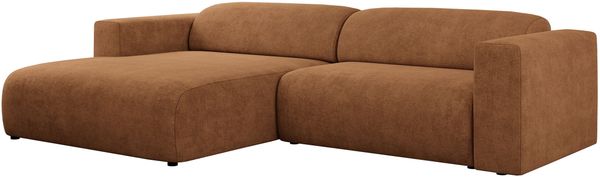 Ecksofa PASADENA, freistehendes Ecksofa, breite Armlehnen, Federsitz - links - Orange Stoff Bild 4
