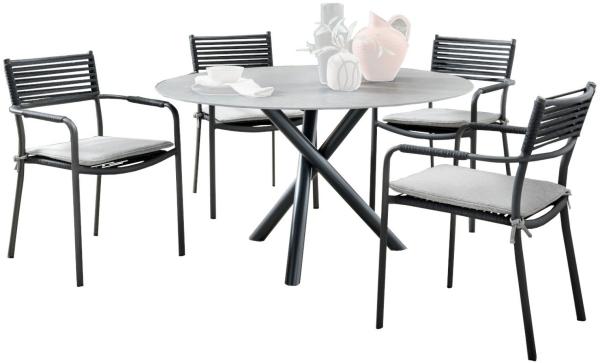 SIT Mobilia 5-tlg Sitzgruppe Tubo/Arica Edelstahl anthrazit/Aluminium Ø 120 cm