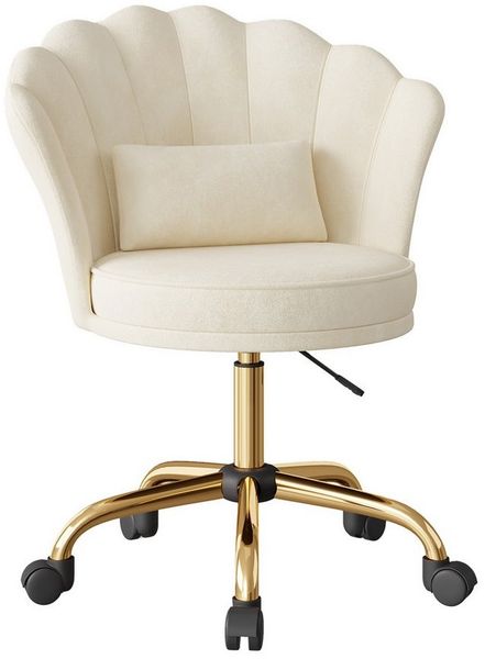 HawthyHome Bürostuhl Schreibtischstuhl mit Blütenrückenlehne, drehbar und höhenverstellbar (1 St), Samtbezug mit Kopfkissen, ergonomischer Stuhl