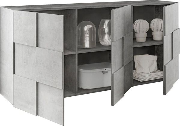 INOSIGN Sideboard Dama Breite 181, Kommode 3 Türen, Anrichte, Front in 3D-Optik, viel Stauraum, verschiedene Farben