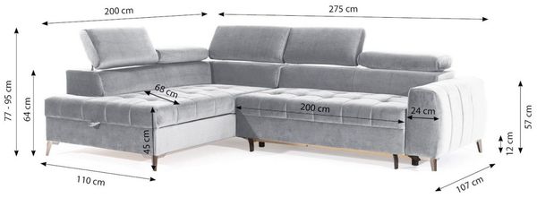 Ecksofa Schlafsofa Sofa AGNESA Stoff Salvador Honiggelb Ottomane Links Bild 2