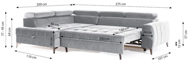 Ecksofa Schlafsofa Sofa AGNESA Stoff Salvador Honiggelb Ottomane Links Bild 3
