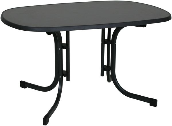greemotion Klapptisch Outdoor wetterfest klappbar Stahlgestell witterungsbeständig 140x70x90 cm anthrazit/Schieferdekor