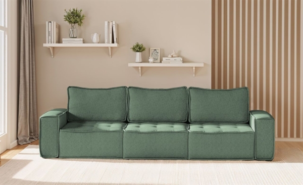 Sofa Modulsofa 3-teilig SANDE 3-Sitzer Stoff Raven Flaschengrün